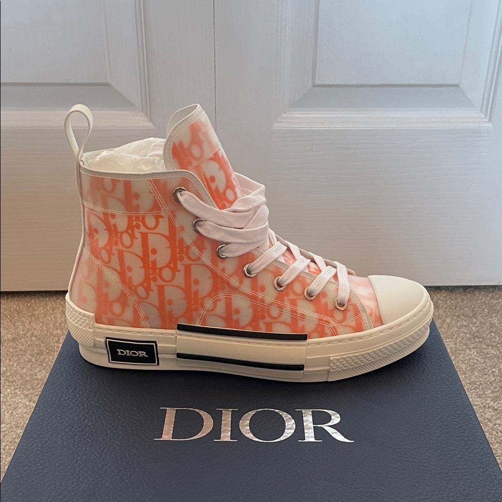 Dior High-Top Sneakers - Orange & White